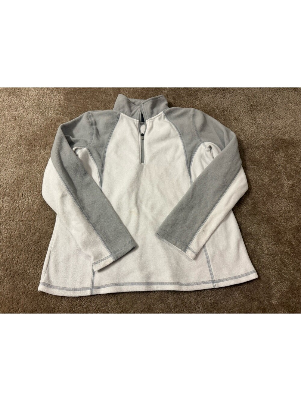Tek Gear Jacket Womens L Full Zip White Gray Jacket Fleece Track Run  Sweater
